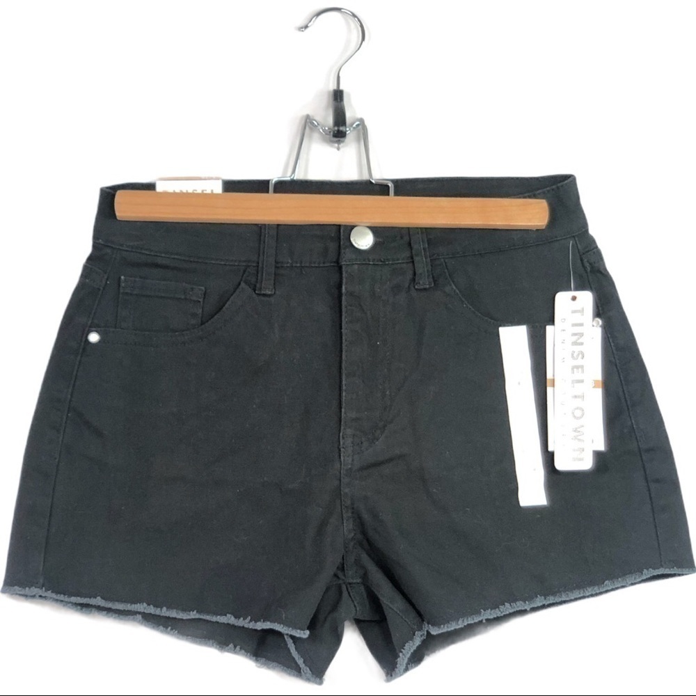 Tinseltown - High Rise Fray Short Black - 3